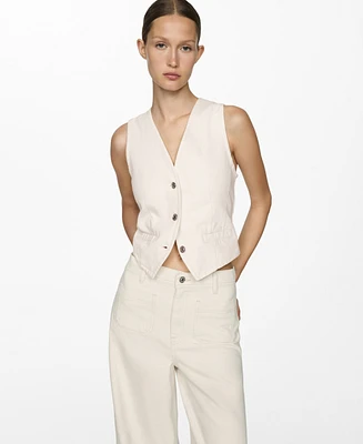 Mango Women's Buttoned Denim Gilet Vest