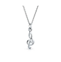 Bling Jewelry Sterling Silver Treble Clef Pendant Necklace Music Teachers and Students