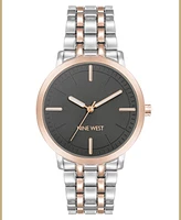 Nine West Women's Quartz Gray and Two-Tone Metal Alloy Bracelet Watch, 36mm