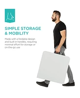 Best Choice Products 4ft Plastic Folding Table, Indoor Outdoor Heavy Duty Portable w/ Handle, Lock for Picnic