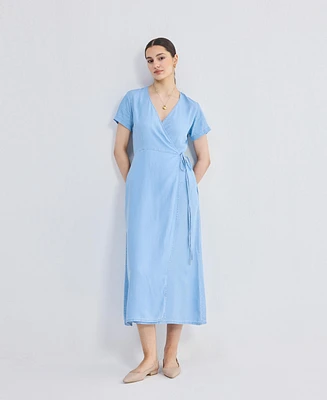 Reistor Women's Maxi Wrap Dress Light Blue