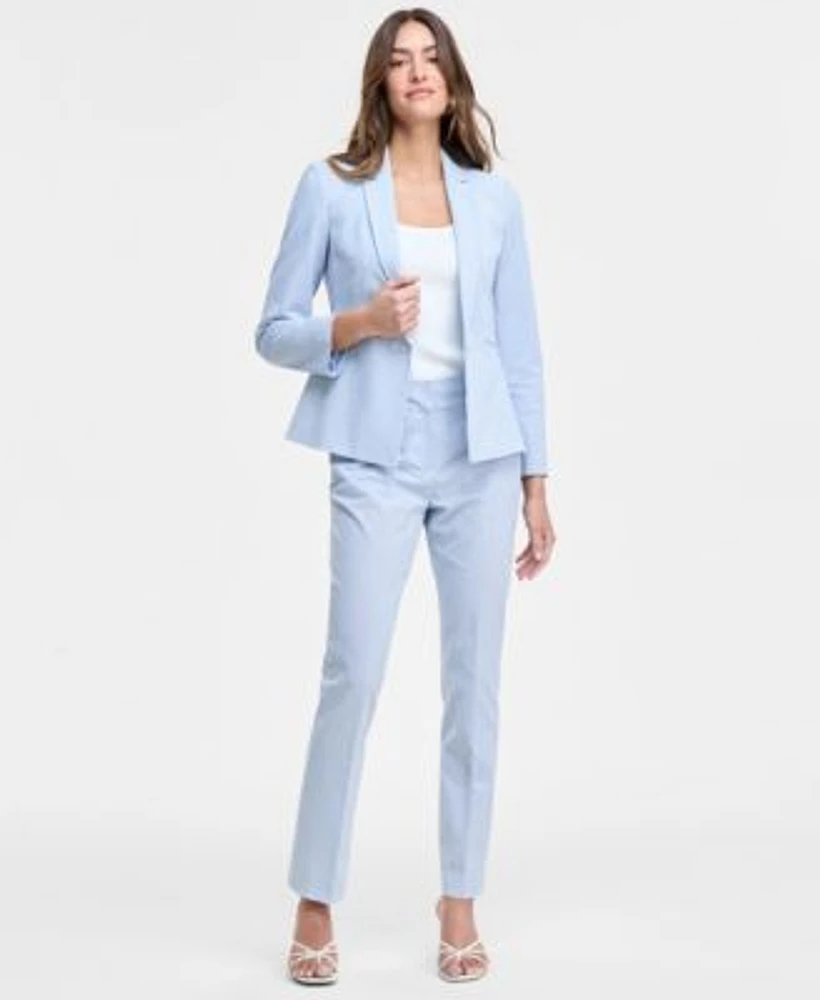 Tahari Asl Womens Seersucker Jacket Sweater Tank Top Ankle Pants Regular Petite