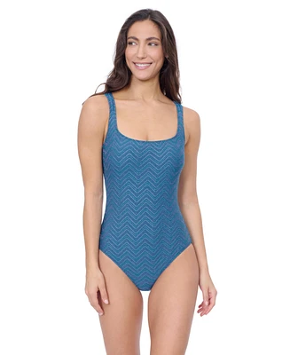 Profile by Gottex Women's Blend Scoop Neck Texture One Piece