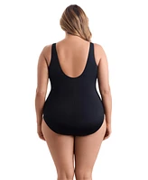 Longitude by Mimi Flamingo Brushpainter Twist Pull Sash Tank One Piece Swimsuit