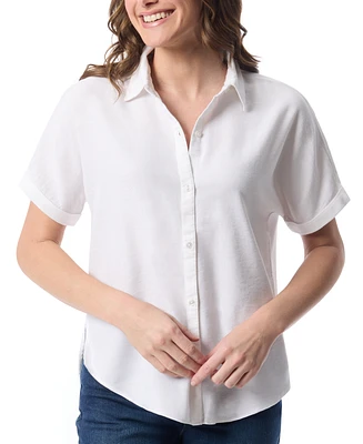 Gloria Vanderbilt Women's Daisy Drop-Hem Button Shirt