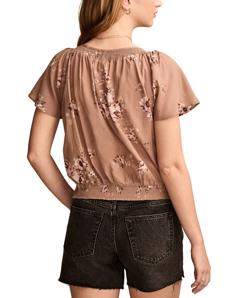 Lucky Brand Women's Flutter-Sleeve Tie-Front Top