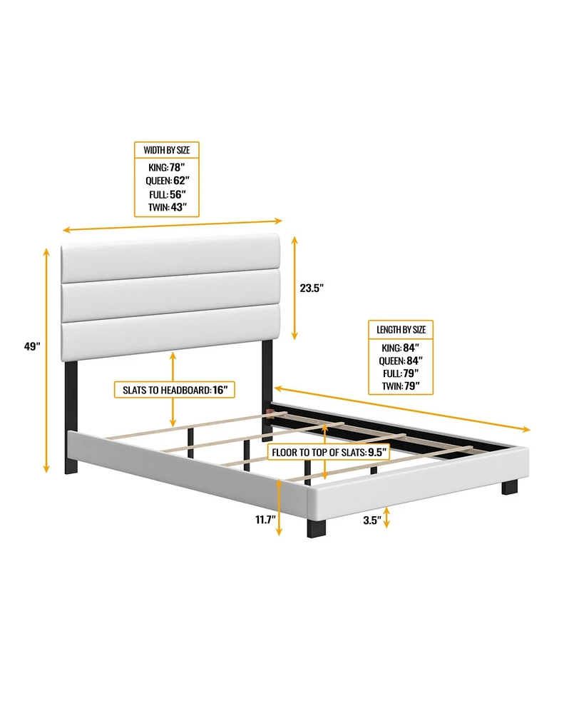 Napoli Leather Upholstered Platform Bed Frame with Tri-Panel Adjustable Headboard - Boyd Sleep