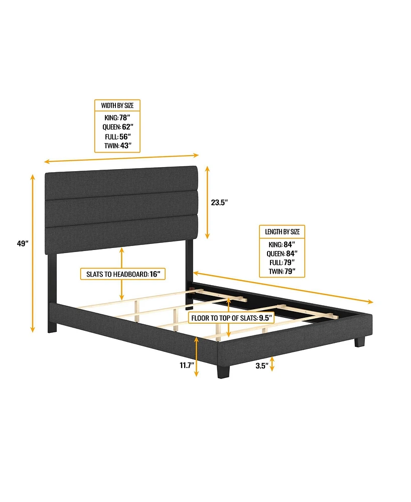 Boyd Sleep Ravenna Upholstered Linen Adjustable Height Headboard Platform Bed Frame