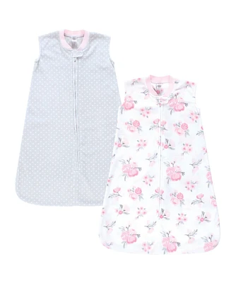 Hudson Baby Girls Plush Sleeping Bag, Sack, Blanket 2pk, Basic Pink Floral