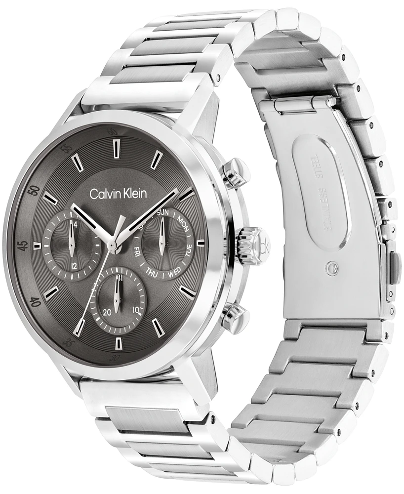 Calvin Klein Men's Gauge Silver Tone Stainless Steel Bracelet Watch, 41mm