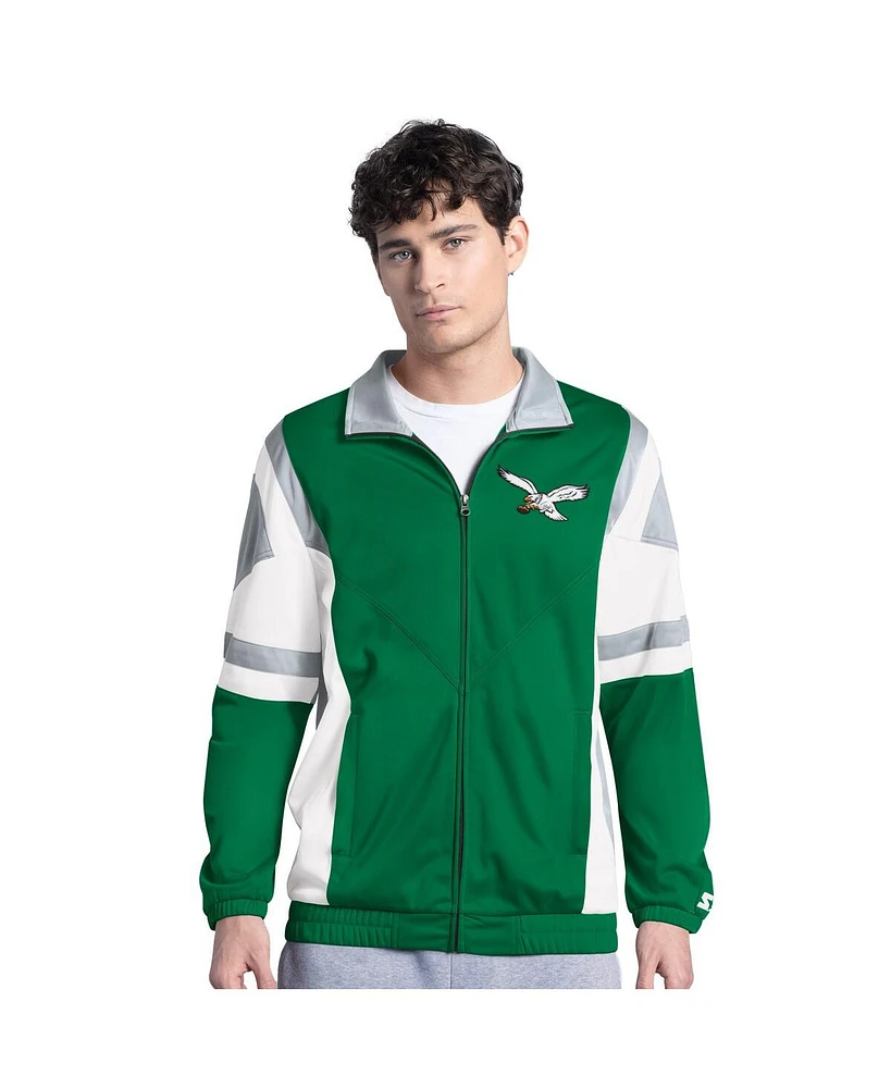 Starter Men's Green Philadelphia Eagles Contender Vintage Logo Full-Zip Track Jacket