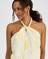 I.n.c. International Concepts Petite Linen-Blend Braided Halter Top, Exclusively at Macy's