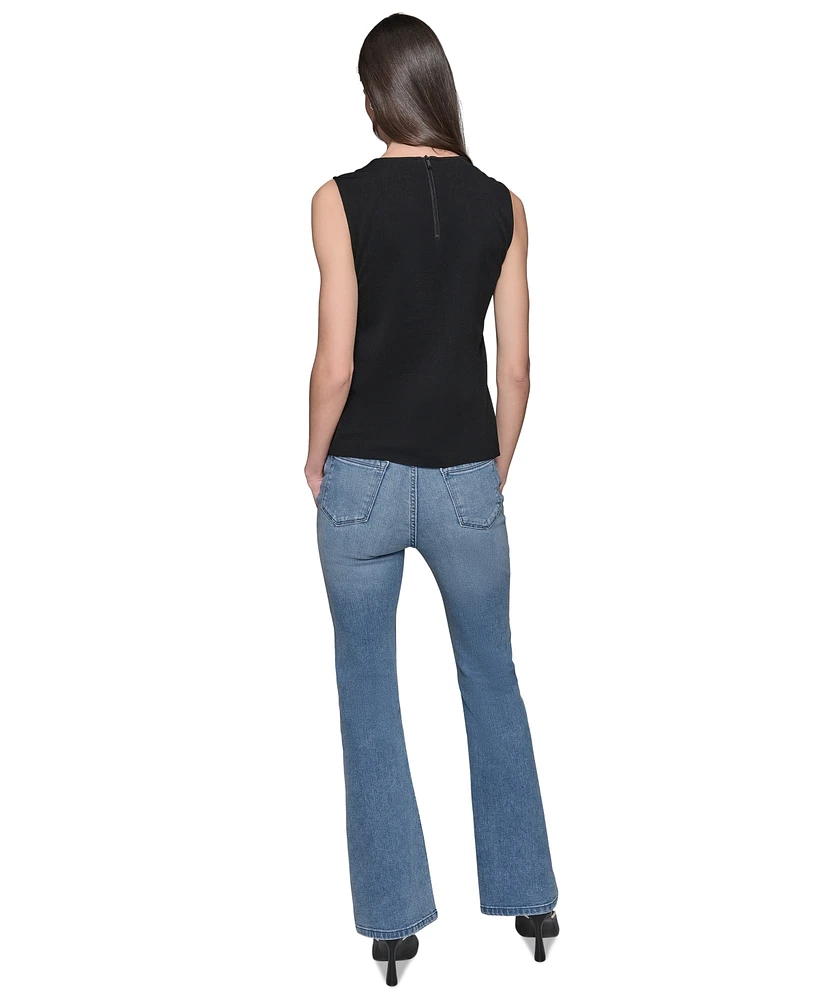 Karl Lagerfeld Paris Women's Sleeveless Satin Bow Top