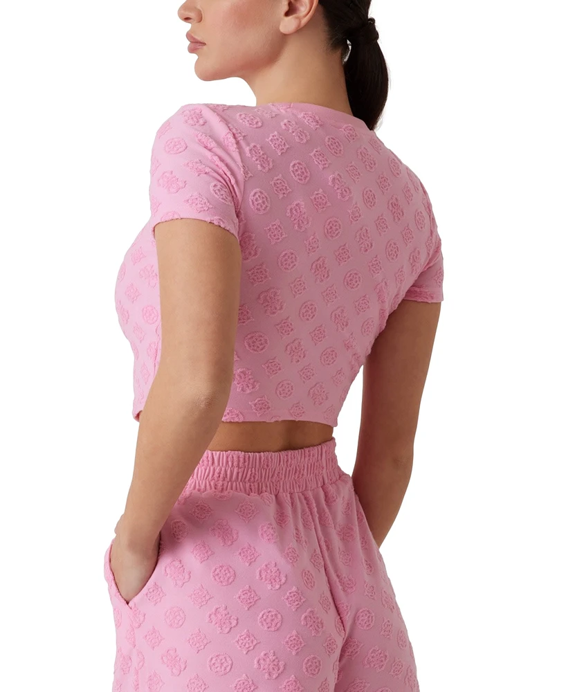 Guess Women's Peony Jacquard Crop Top