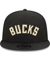 New Era Men's Black Milwaukee Bucks Jersey Hook Statement Edition 9FIFTY Snapback Hat