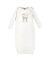 Hudson Baby Girls Gown, Swaddle Blanket and Cap or Headband, Leopard Mamas Mini, 0-6 Months