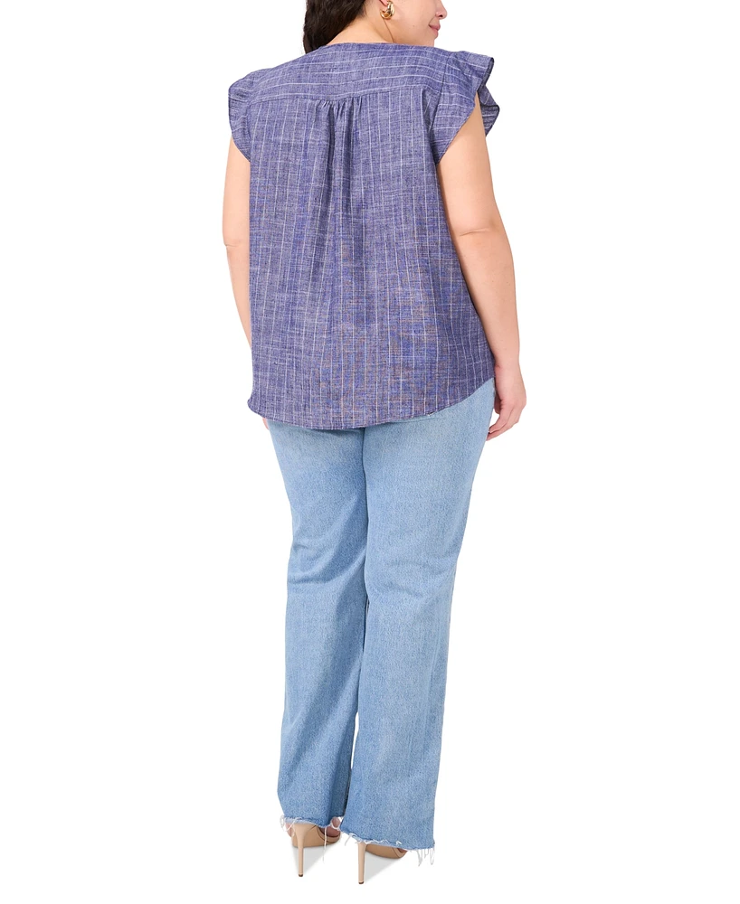 Vince Camuto Plus V-Neck Ruffle Sleeve Blouse