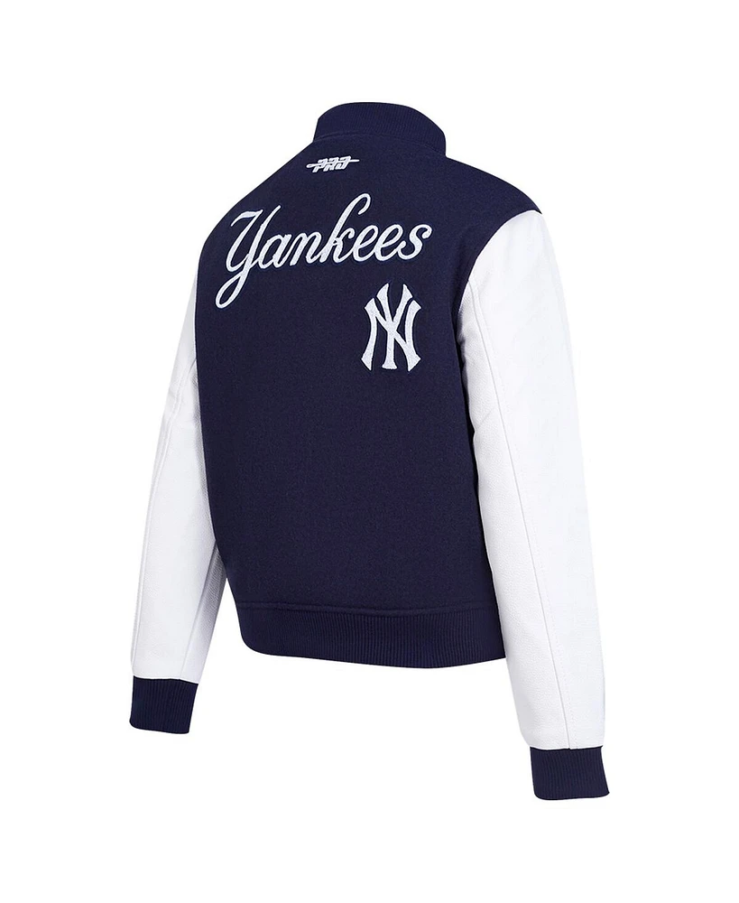 Pro Standard Women's Navy New York Yankees Game Day Classics Wool Varsity Jacket
