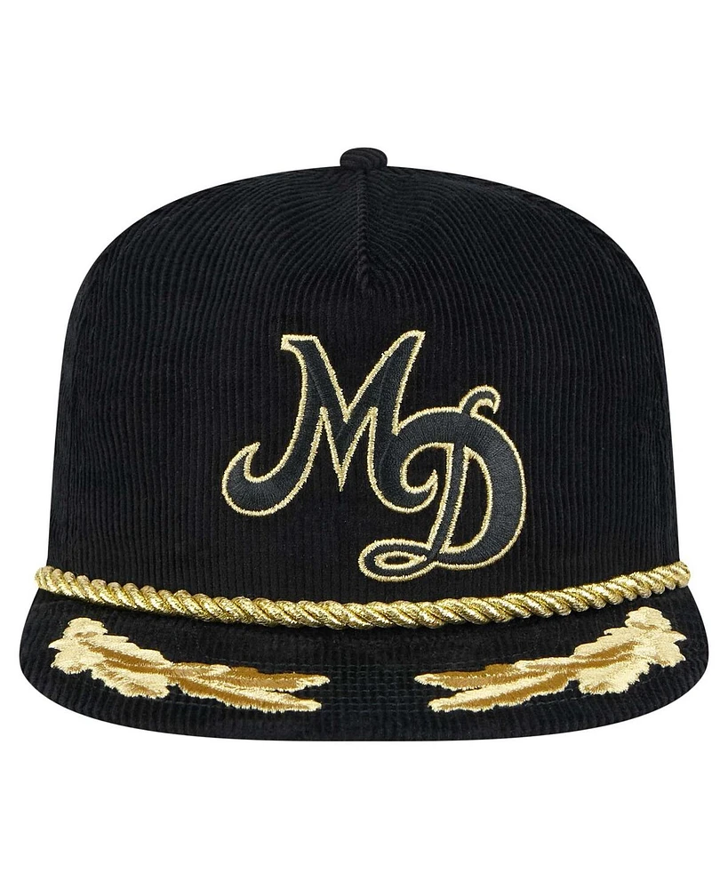 New Era Men's Black Miami Dolphins City Originals Corduroy Skipper Golfer Snapback Hat