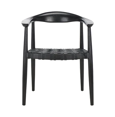 Walda Leather Woven Accent Chair