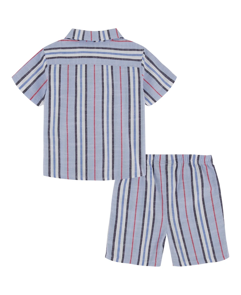 Tommy Hilfiger Baby Boys 2-Piece Striped Gauze Cabana Shirt and Shorts Set