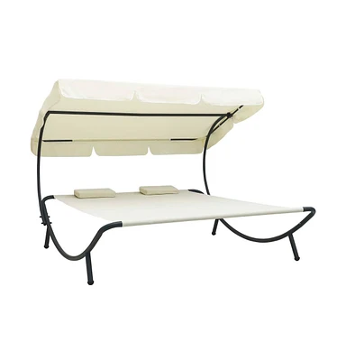 Patio Lounge Bed with Canopy and Pillows