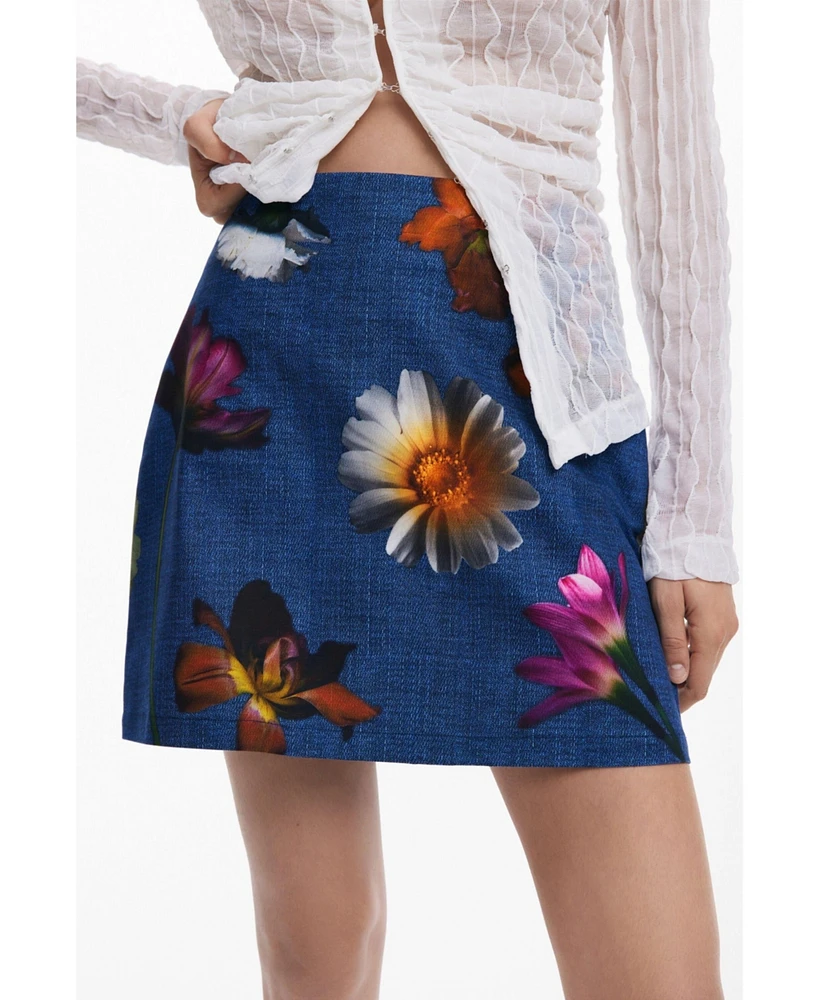 Desigual Women's Fitted floral mini skirt