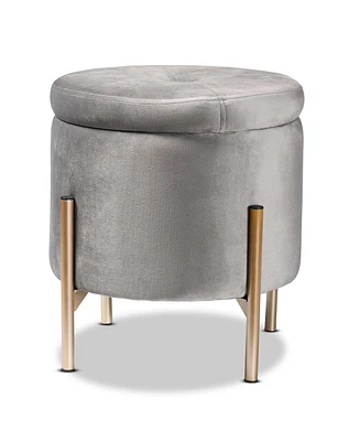 Baxton Studio Malina Contemporary Glam and Luxe Pink Velvet Fabric Upholstered and Gold Finished Metal Storage Ottoman