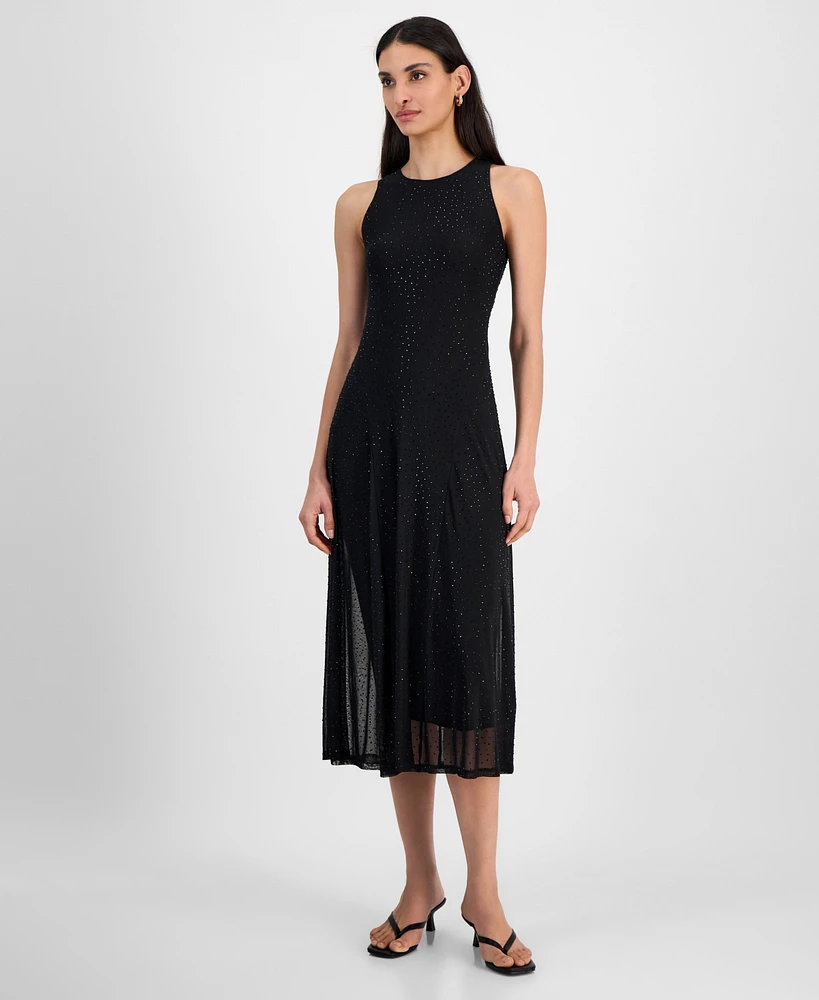 Bar Iii Women's Rhinestone Mesh Midi Dress, Exclusively at Macy's