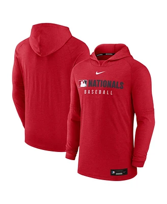 Nike Men's Heather Red Washington Nationals Authentic Collection Tri-Blend Performance Pullover Hoodie