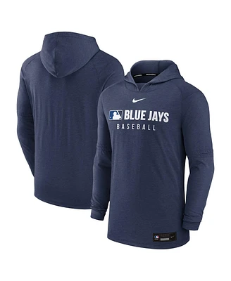 Nike Men's Heather Navy Toronto Blue Jays Authentic Collection Tri-Blend Performance Pullover Hoodie