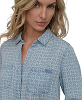Dkny Jeans Women's Roll-Tab-Sleeve Button-Front Shirt