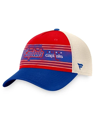 Fanatics Men's Red/Blue Washington Capitals Heritage Vintage Trucker Adjustable Hat