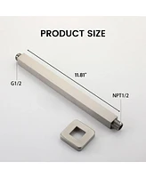 Square Shower Arm - 304 Stainless Steel, Universal 1/2" Npt Thread, Easy Installation, Corrosion-Resistant, and Decorative Cover