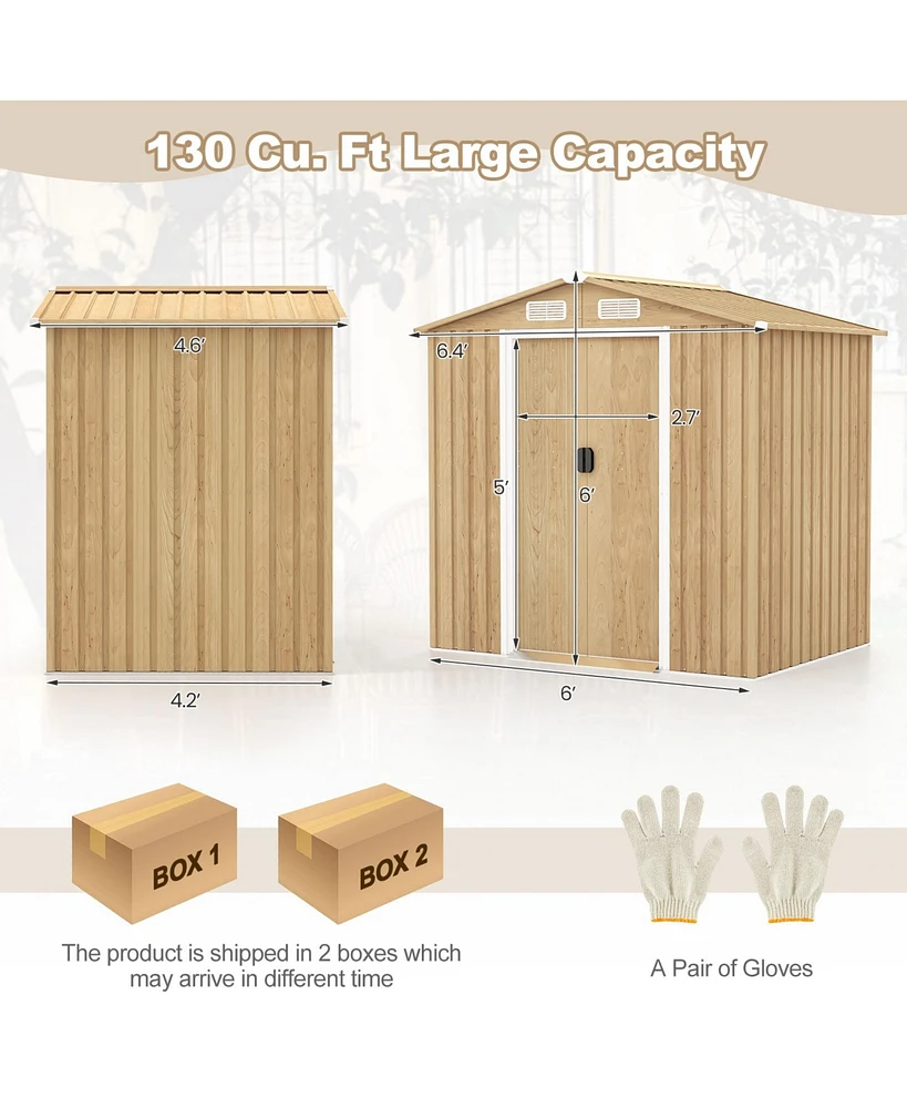 Weather Resistant Galvanized Steel Shed with Tilted Roof for Backyard Garden Patio Lawn