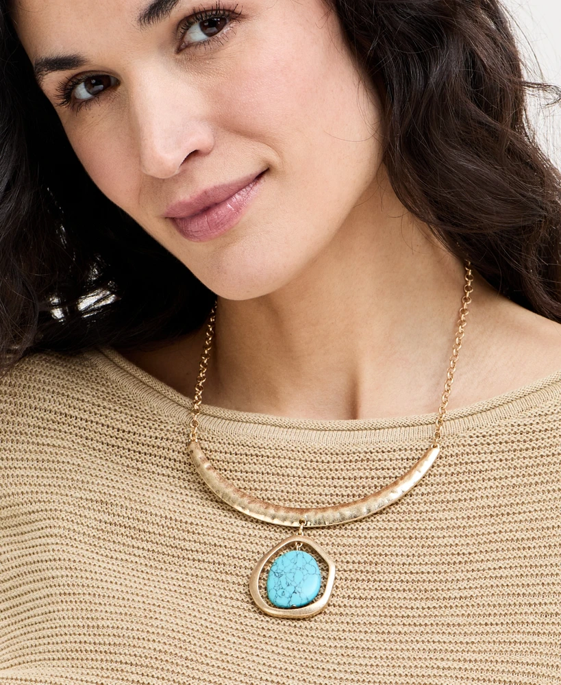 Style & Co Gold-Tone Stone Orbital Statement Necklace, 18" + 3" extender, Exclusively at Macy's