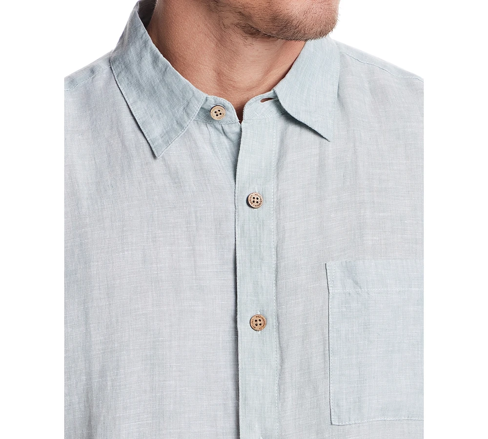 Weatherproof Vintage Men's Regular-Fit Solid Button-Down 100% Linen Shirt