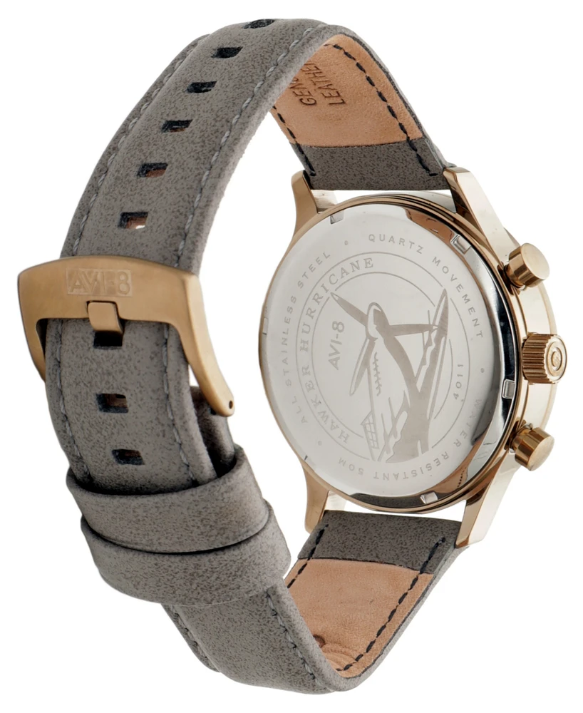 Avi-8 Men's Hawker Hurricane Classic Chronograph Beige Leather Strap Watch, 43.5mm
