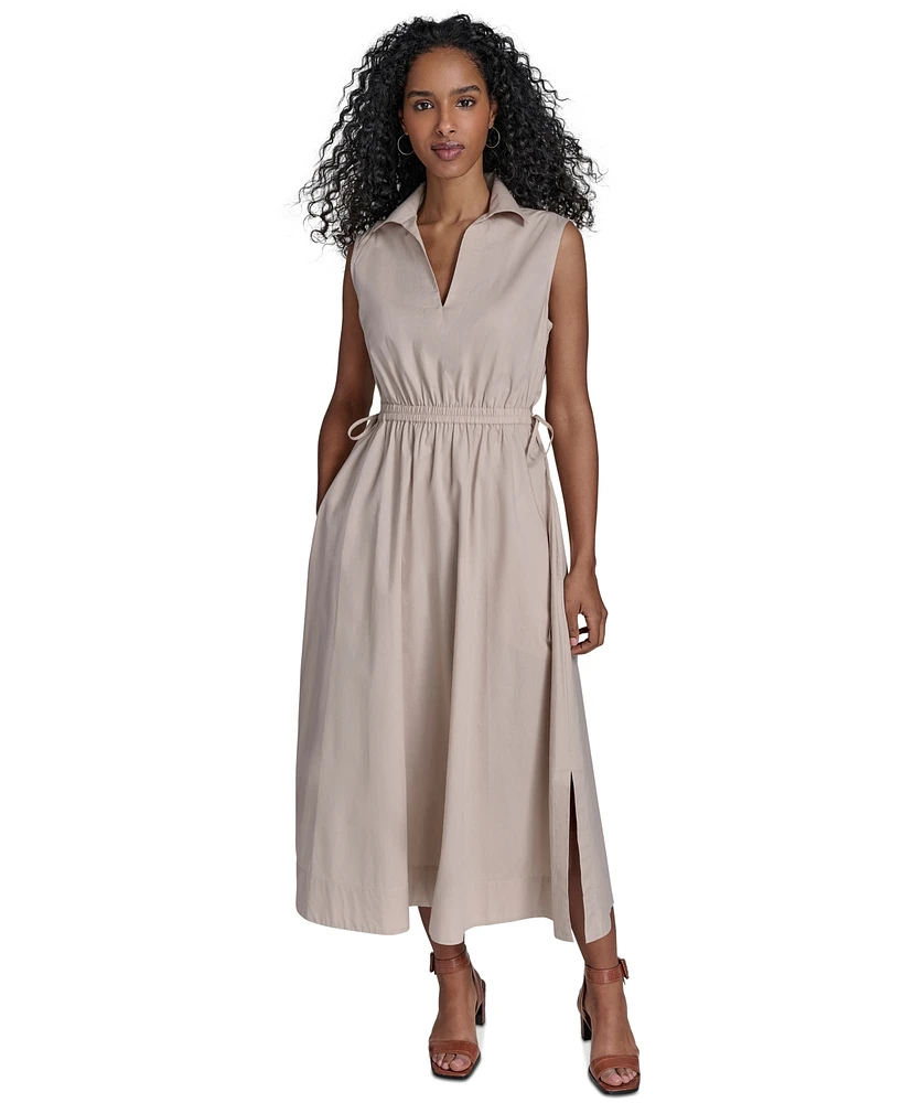 Calvin Klein Women's Cotton Drawstring Sleeveless Midi Dress