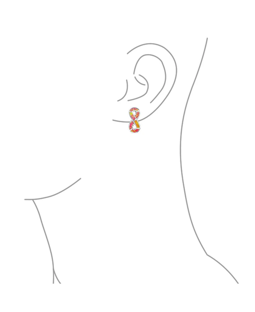 Bling Jewelry Symbol Of Eternity Iridescent Pink Love Knot Created Opal Infinity Stud Earrings Sterling Silver