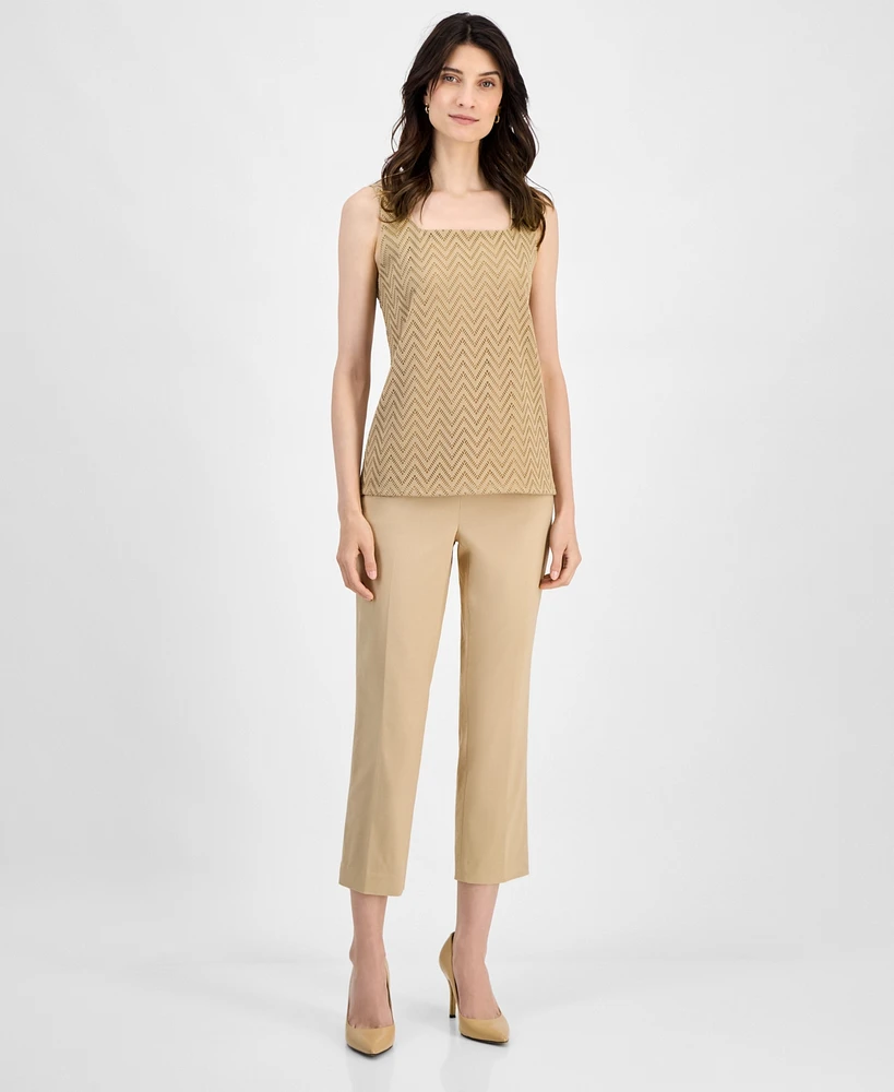 Kasper Women's Herringbone Square-Neck Top