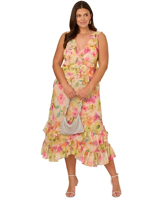 Adrianna Plus Ruffle-Trim Sleeveless Dress