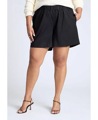 Eloquii Women's Easy Pull On Linen Blend Short
