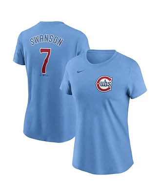 Nike Women's Dansby Swanson Baby Blue Chicago Cubs Fuse Name Number T-Shirt