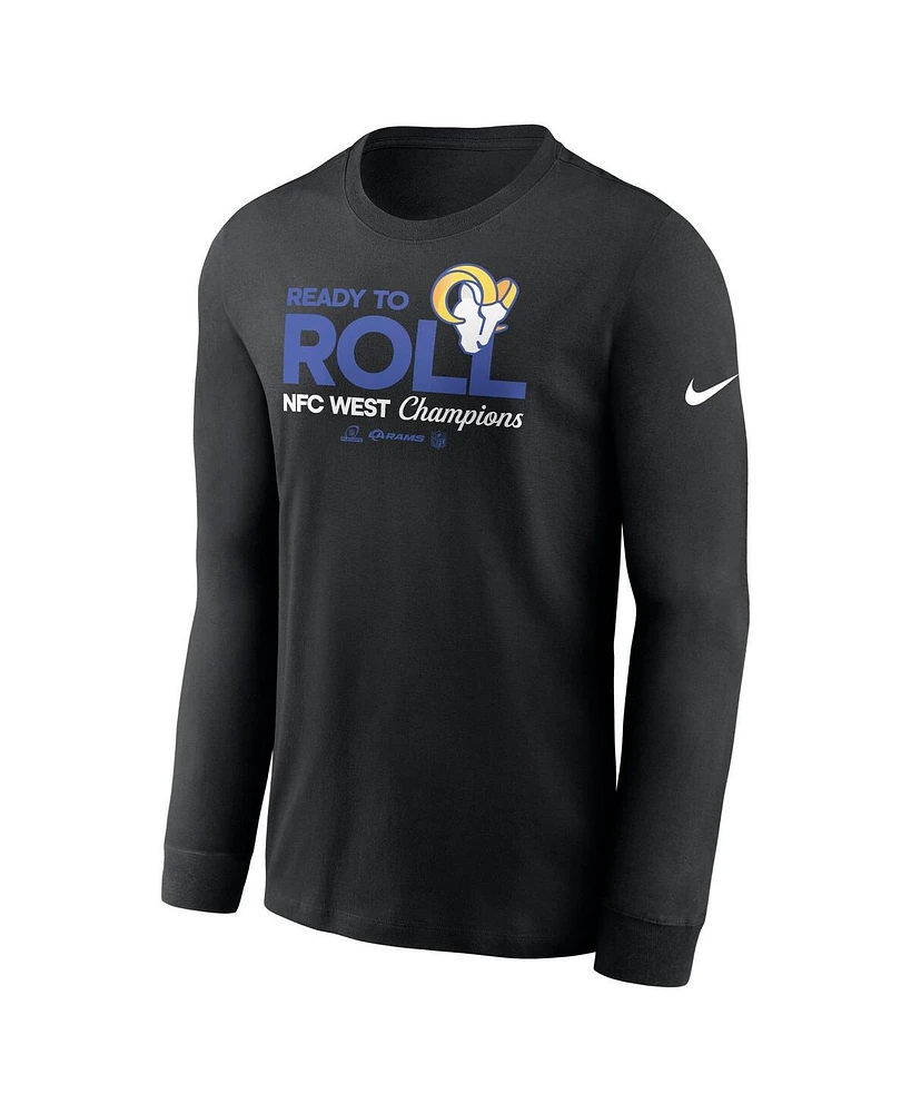 Nike Men's Black Los Angeles Rams 2024 Nfc West Division Champions Locker Room Trophy Collection Long Sleeve T-Shirt