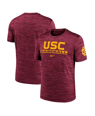 Nike Men's Cardinal Usc Trojans Velocity Baseball Wordmark Stack Performance T-Shirt