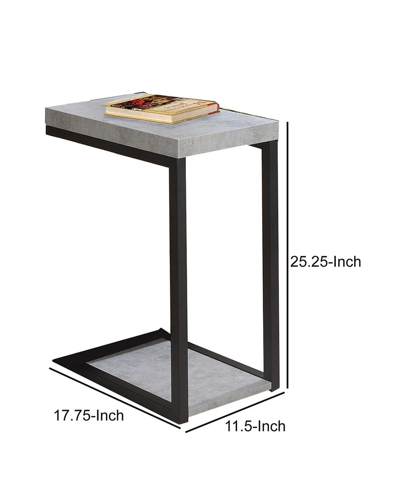 Industrial Snack Table with Faux Cement Design and Sturdy Frame
