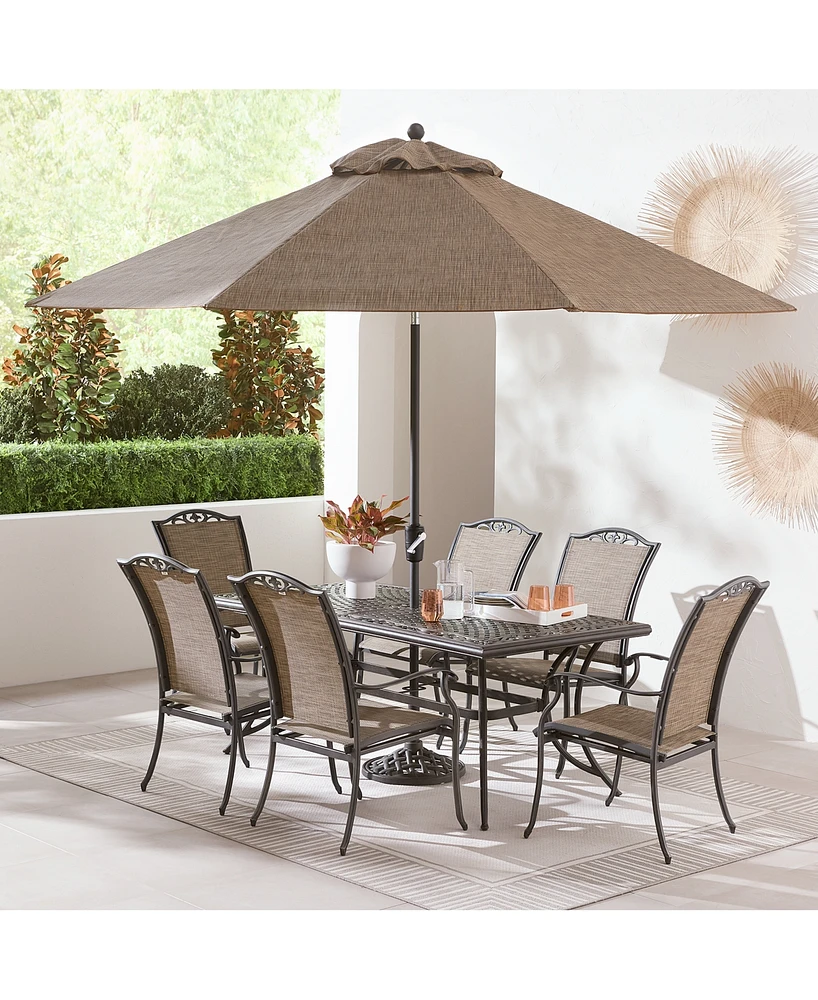 Wythburn Outdoor Dining 7pc Set (72"x38" Table & 6 Filigree Sling Chairs), Created for Macy's