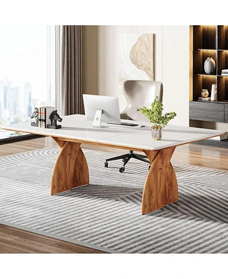 Tribesigns Executive Office Desk, Large Computer Desk, Modern Wood Desk with Heavy Duty Legs, Laptop Desk Study Writing Table Business Furniture, Work