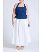 Eloquii Women's Comfort Stretch Denim Halter Top